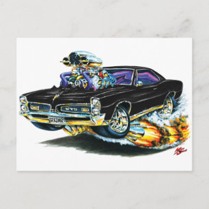1966-67 GTO zwarte auto Briefkaart