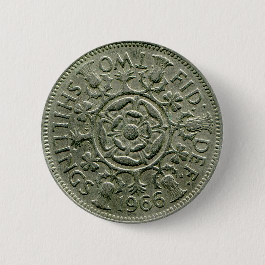 1966 Britse twee shilling-knop Ronde Button 5,7 Cm (Voorkant)