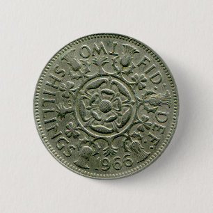 1966 Britse twee shilling-knop Ronde Button 5,7 Cm