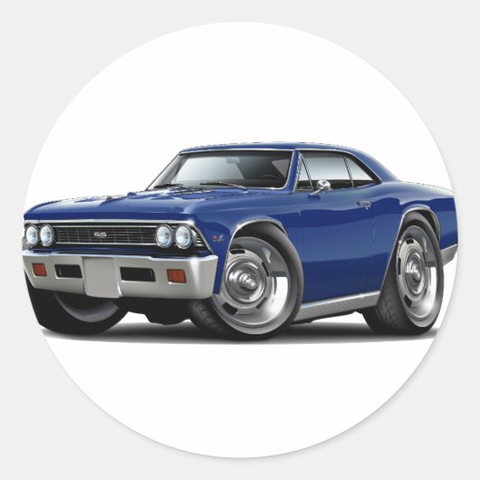 1966 Chevelle Dark Blue Car Ronde Sticker (Voorkant)