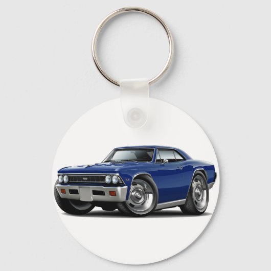 1966 Chevelle Dark Blue Car Sleutelhanger (Voorkant)