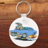 1966 Chevelle Light Blue Car Sleutelhanger (Voorkant)
