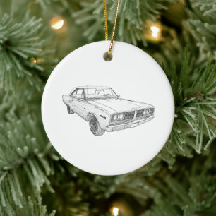 1966 Dodge Coronet Mopar Muscle Tekening Keramisch Ornament