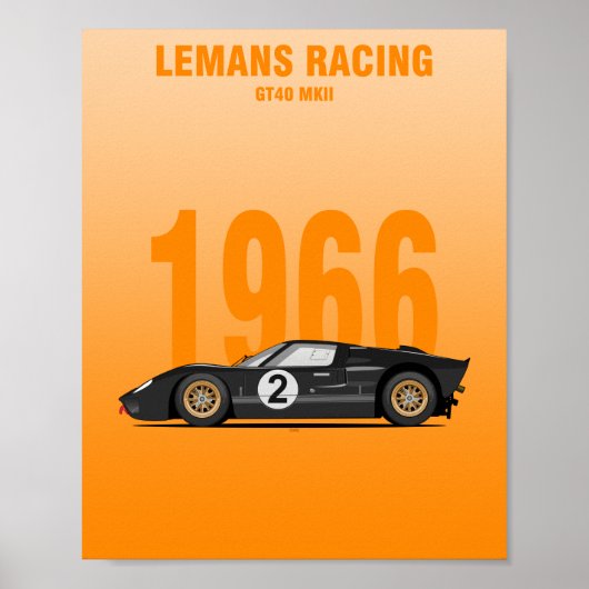 1966 GT40 MK2 Winner Poster (Voorkant)