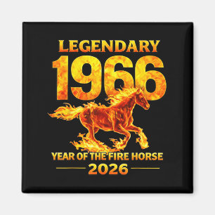 1966 Jaar Vuur Paard 60e Grafische Kunst Magneet