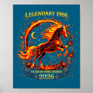1966 Jaar Vuur Paard 60e Illustratie Poster
