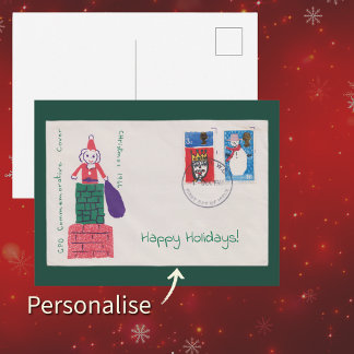 1966 Kerstmis Eerste Dag Omslag | Antieke Vakantie Briefkaart