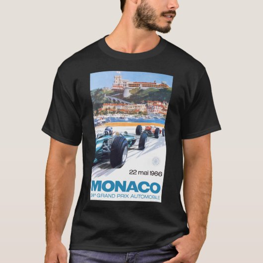 1966 MONACO Grand Prix Racing Poster Classic T-Shi T-shirt (Voorkant)