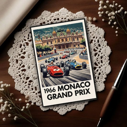 1966 Monaco Grand Prix Vintage Briefkaart