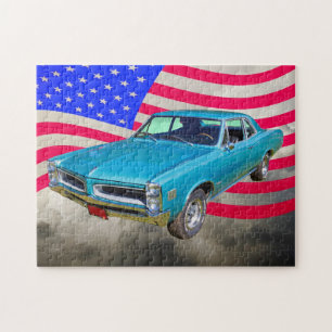 1966 Pontiac Le Mans and American Flag Legpuzzel