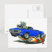 1967-68 Firebird Blue Convertible Briefkaart (Voorkant / Achterkant)