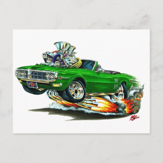 1967-68 Firebird Green Convertible Briefkaart (Voorkant)