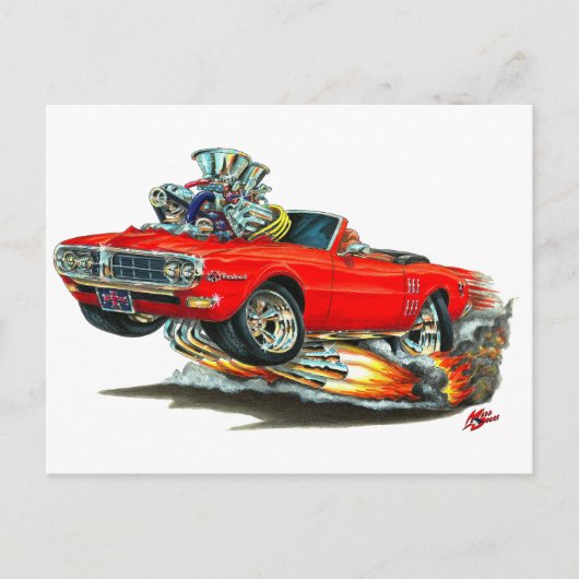1967-68 Firebird Red Convertible Briefkaart (Voorkant)
