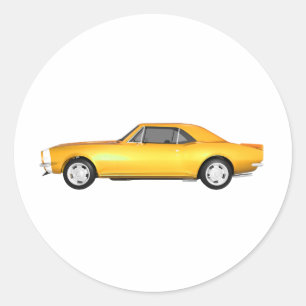 1967 Camaro SS: Gele finish: 3D model: Ronde Sticker