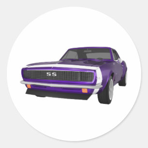 1967 Camaro SS: Paarse finish: 3D model: Ronde Sticker