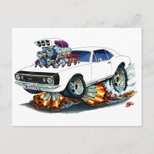 1967 Camaro SS White-Black Car Briefkaart (Voorkant)