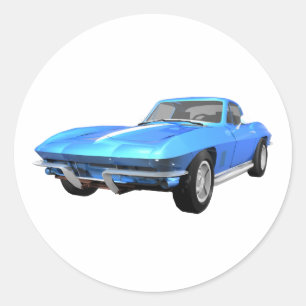 1967 Corvette Sportauto: Blauwe finish: Ronde Sticker