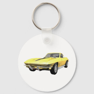 1967 Corvette Sportauto: Gele finish Sleutelhanger