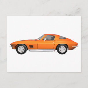 1967 Corvette Sportauto: Oranje Fins Briefkaart