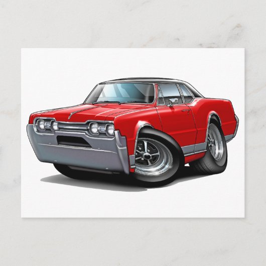 1967 Olds Cutlass Red-Black Car Briefkaart (Voorkant)