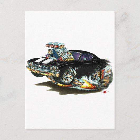 1968-69 Chevelle Black-White-auto Briefkaart (Voorkant)