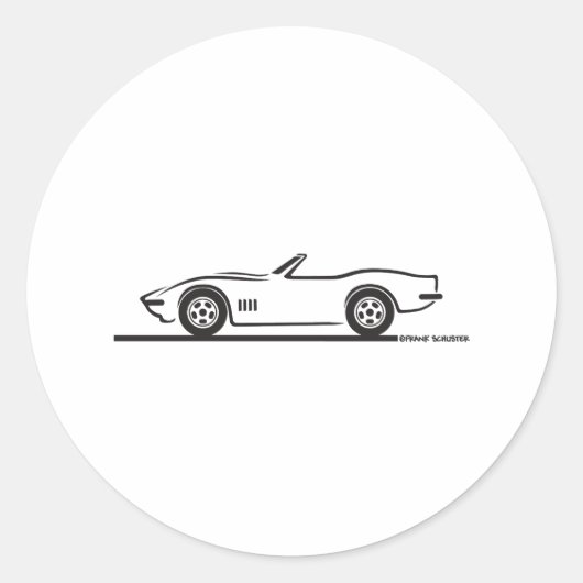 1968-69 Corvette Converteerbaar Ronde Sticker (Voorkant)