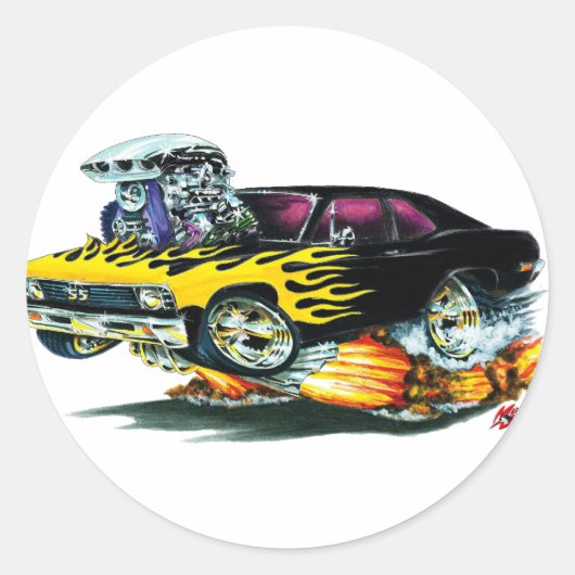 1968-70 Nova Black Flames Ronde Sticker (Voorkant)