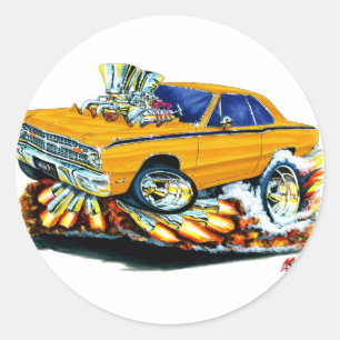 1968-71 Dodge Dart Oranje auto Ronde Sticker