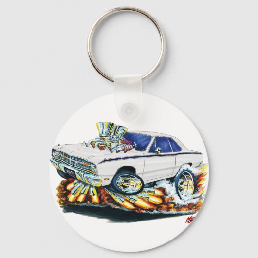 1968-71 Dodge Dart White Car Sleutelhanger (Voorkant)
