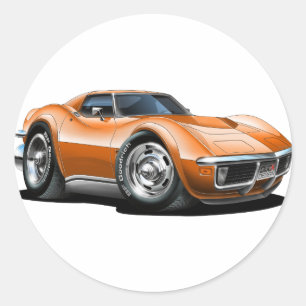 1968-72 Corvette Oranje auto Ronde Sticker