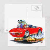 1968-72 Corvette Red Convertible Briefkaart (Voorkant / Achterkant)