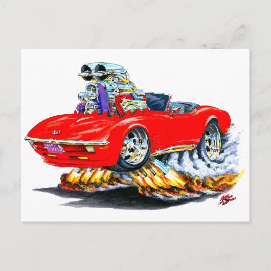1968-72 Corvette Red Convertible Briefkaart (Voorkant)