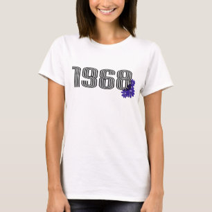 1968 Bloemkracht Vredesbord Hippie Paarse T-shirt