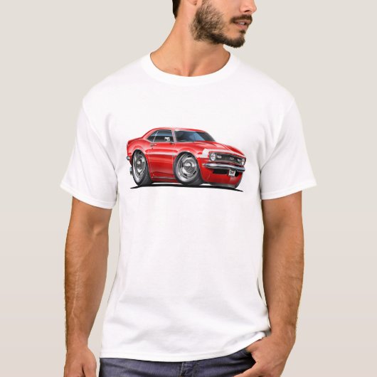 1968 Camaro Rood-Witte auto T-shirt (Voorkant)