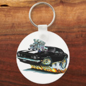 1968 Camaro SS zwart-witte auto Sleutelhanger (Voorkant)