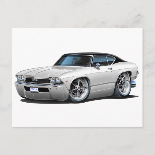 1968 Chevelle White Top Black Briefkaart (Voorkant)