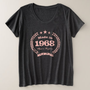 1968 Gejaard aan perfectie roze plus grootte Grote Maat T-shirt