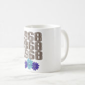 1968 Hippie Flower Power Vredesteken Aqua Paarse Koffiemok (Voorkant rechts)