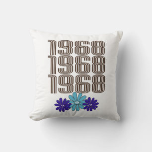 1968 Hippie Flower Power Vredesteken Aqua Paarse Kussen