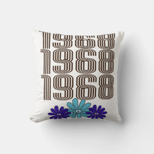 1968 Hippie Flower Power Vredesteken Aqua Paarse Kussen