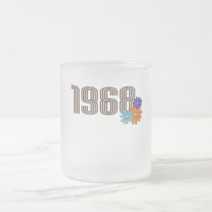 1968 Hippie Vredesteken Bloem Sinaasappel Aqua Paa Matglas Koffiemok
