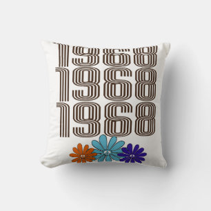 1968 Hippie Vredesteken Bloemen Sinaasappel Aqua P Kussen