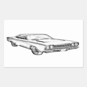 1968 Plymouth Roadrunner Muscle Illustratie van de Rechthoekige Sticker