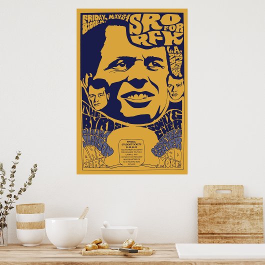 1968 Poster Psychédélique RFK "Chambre À Part" (Cuisine)