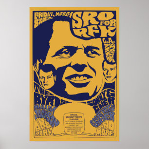 1968 Poster Psychédélique RFK "Chambre À Part"