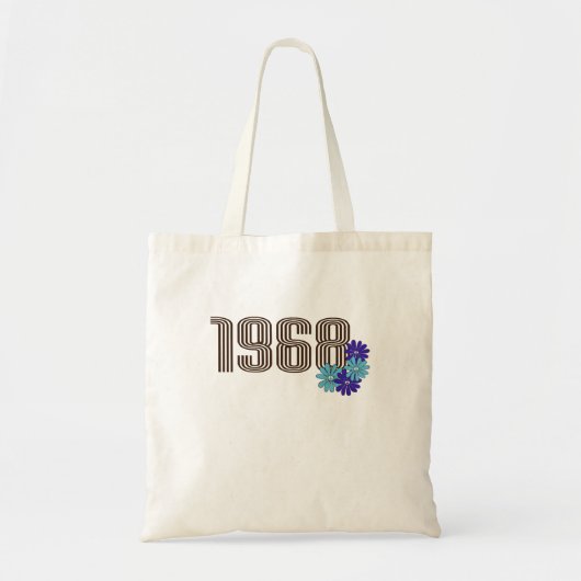 1968 Vredesteken Hippie Flower Power Aqua Paarse Tote Bag (Voorkant)
