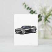 1969 Camaro Black Car Briefkaart (Staand voorkant)