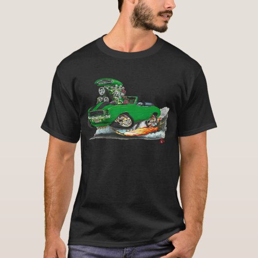 1969 Camaro RS SS Green-Black converteerbaar T-shirt (Voorkant)