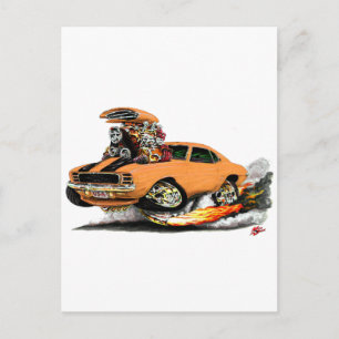 1969 Camaro RS SS Oranje-Black auto Briefkaart