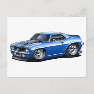 1969 Camaro SS Blue-Black Car Briefkaart
